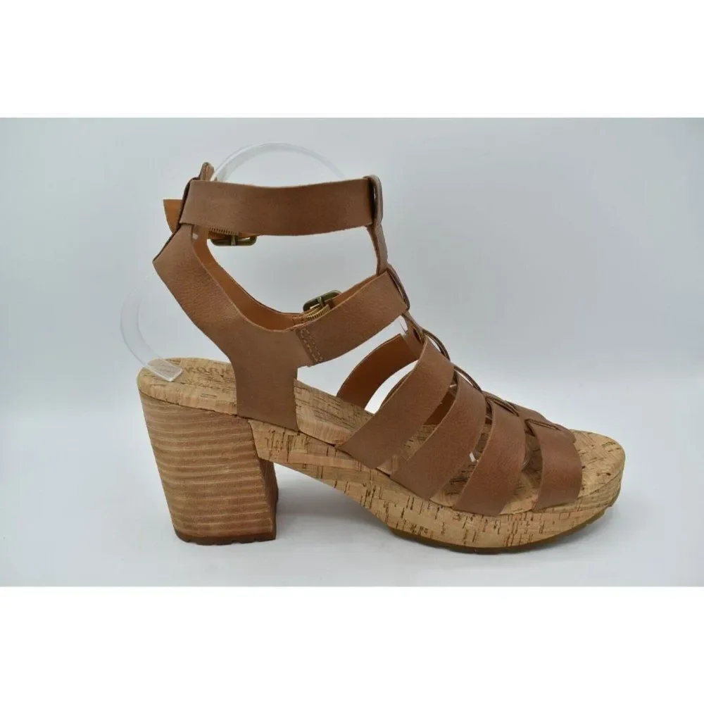 Kork Ease‎ Womens Size 9 Camille Brown Full Grain Leather Platform Sandals Shoes